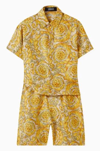 Barocco-print Shorts in Silk-twill