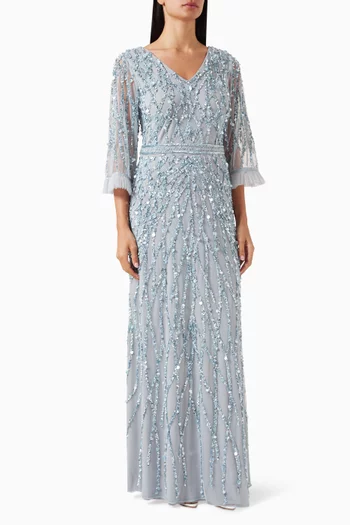 Sequin-embellished Maxi Dress in Net