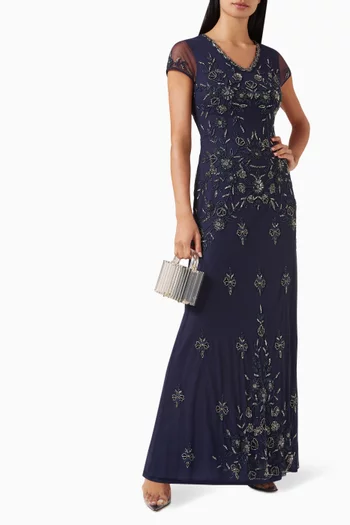 Embellished Maxi Dress in Net