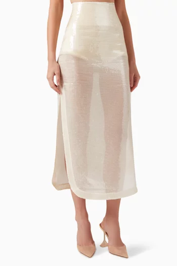 Sequin-embellished Midi Skirt in Organdy