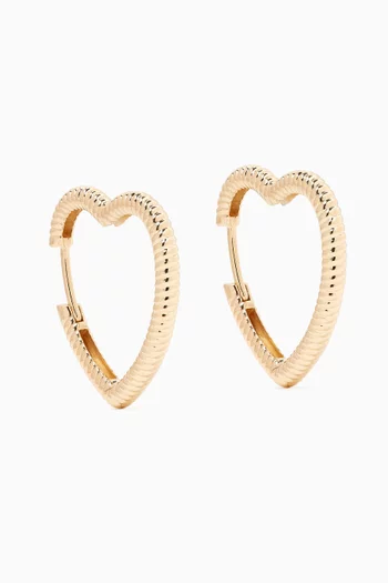 Striped Heart Hoop Earrings in 9kt Gold