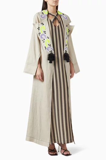 Two-piece Hand-embroidered Kaftan Set in Cotton