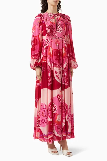 Malak Floral Maxi Dress in Chiffon