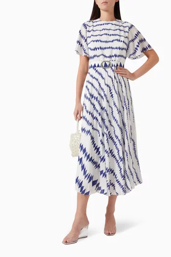 Bella Pleated Midi Dress in Silk