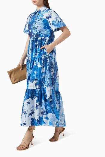 Tiered Midi Dress in Cotton