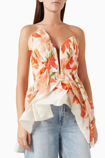Tranquillity Draped Bodice Top in Linen