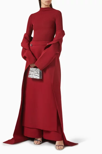 Round Neck Abaya in Twill Suiting