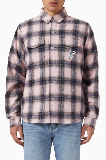 Check Shirt in Poly-wool Blend