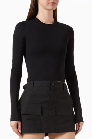 Long-sleeved Cropped T-shirt in Stretch Jersey