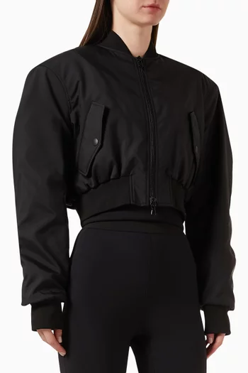 Tailored Cropped Bomber Jacket in Nylon