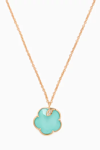 Petit Joli Turquoise & Diamond Necklace in 18kt Rose Gold