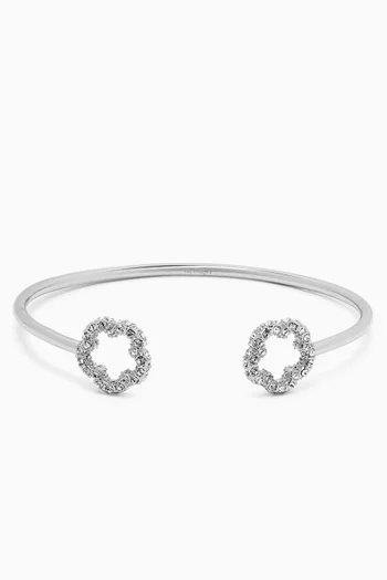 Pave Tea Rose Cuff Bracelet in Silver-plated Brass