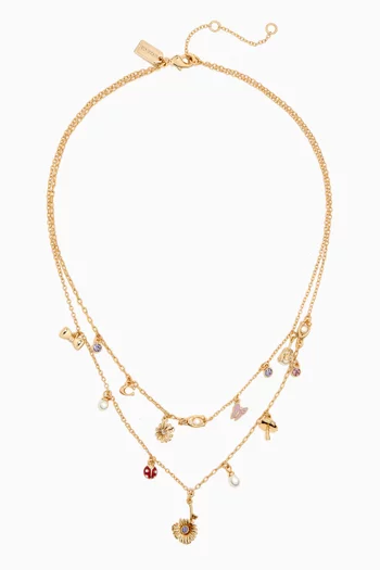 Garden Charms Layered Necklace in Gold-plated Brass