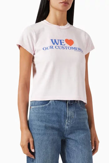 'We Love Our Customers' Shrunken T-shirt in Cotton