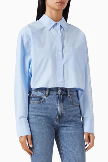 Cropped Halo Logo Shirt in Cotton