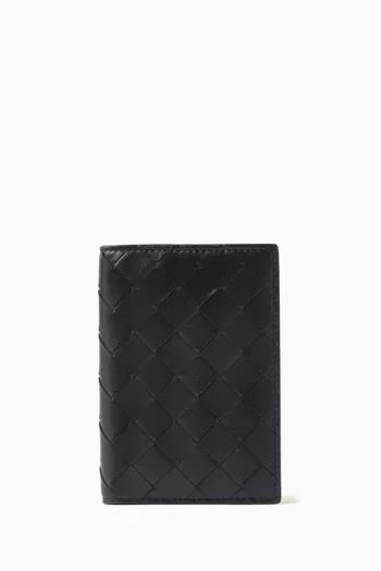 Cassette Passport Case in Intrecciato Leather