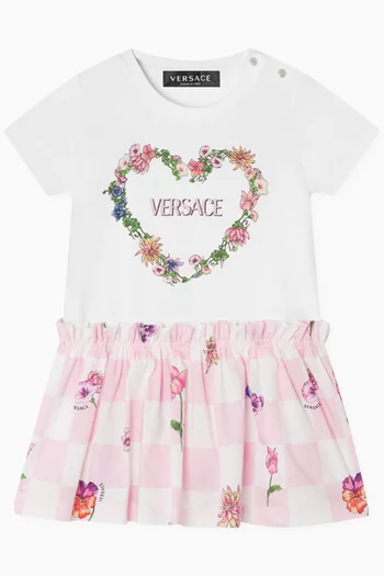 Blossom-print T-shirt Dress in Cotton Jersey