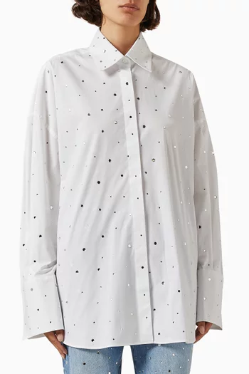 Rhinestone-embellished Shirt in Cotton Poplin