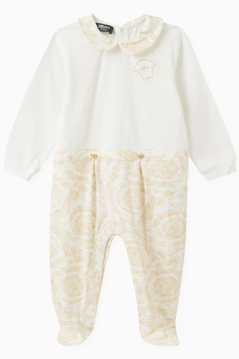 Barocco-print Sleepsuit in Stretch Cotton