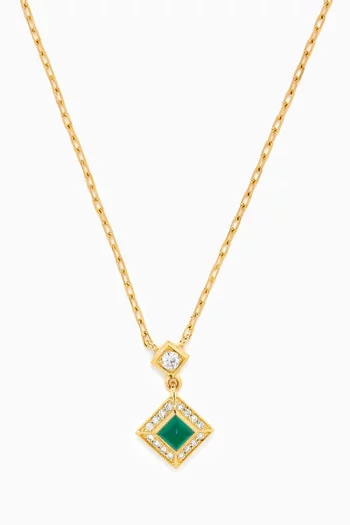 Cleo Lotus Pavè Agate & Diamond Pendant Necklace in 18kt Yellow Gold