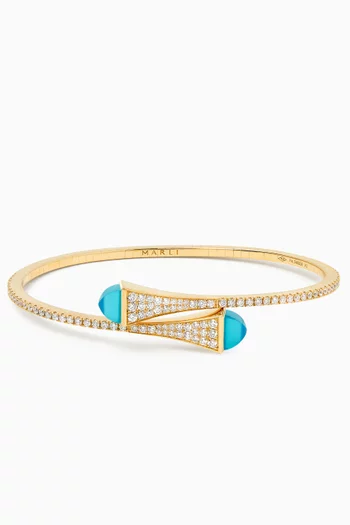 Cleo Diamond & Chalcedony Midi Slip-on Bracelet in 18kt Yellow Gold