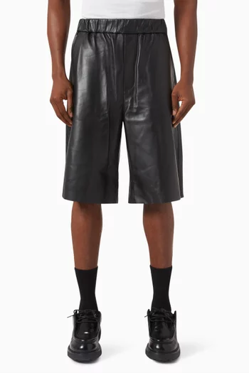 Elasticated Bermuda Shorts in Leather