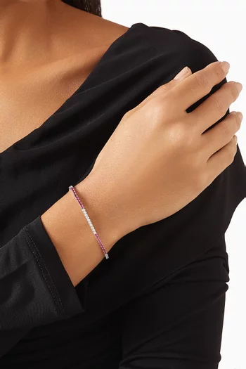 Ruby & Diamond Tennis Bracelet in 18kt White Gold