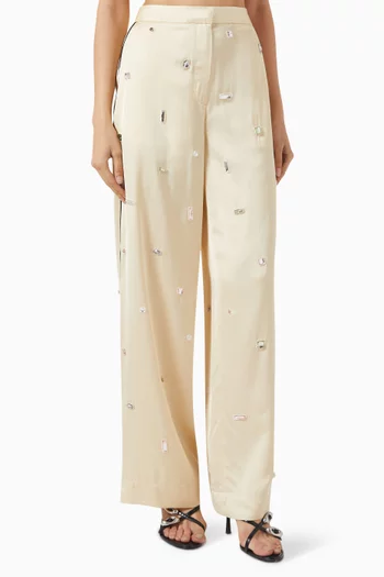 Halo Gem-embroidered PJ Trousers in Viscose
