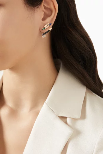 Up & Down Diamond & Emerald Ear Climbers in 18kt Rose Gold