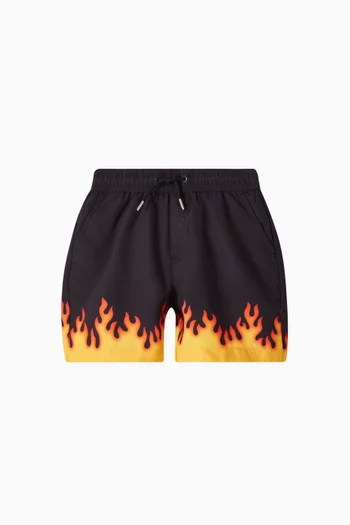 Flame-print Swim Shorts