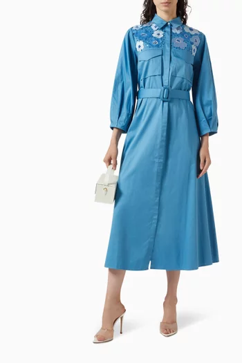 Catalina-A Floral-embellished Belted Dress