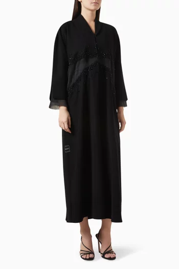 Bead Embroidered Abaya in Crepe