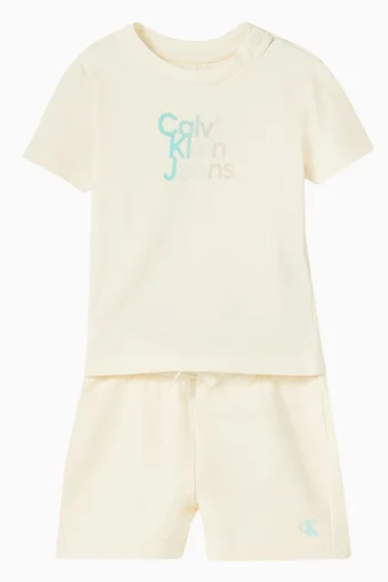 Gradient Logo T-shirt & Shorts Set in Cotton