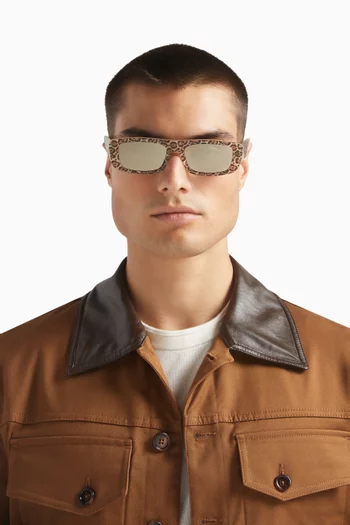 Rectangle Mirror Sunglasses in Acetate
