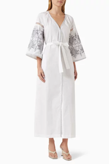 Penelope Embroidered Kaftan in Cotton