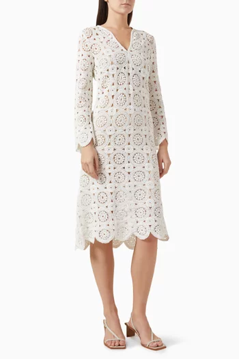 Avra Crochet Midi Dress in Cotton-blend