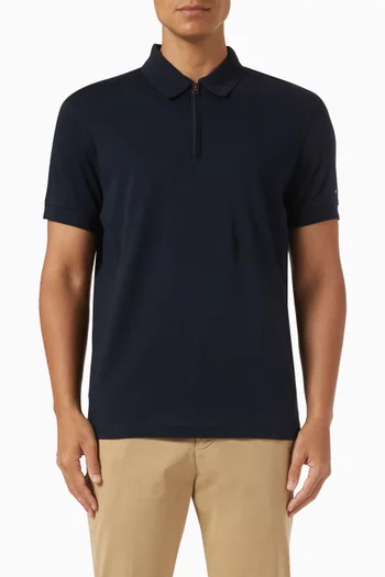Zip Placket Polo in Cotton