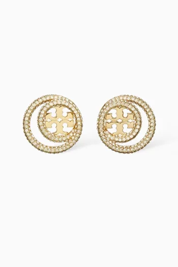 Miller Pavé Double Ring Studs in Brass