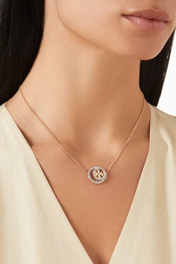 Miller Pavé Double Ring Pendant Necklace in Gold-plated Brass