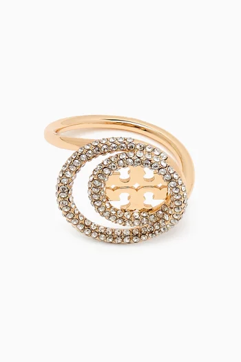 Miller Pavé Double Ring in Gold-plated Brass