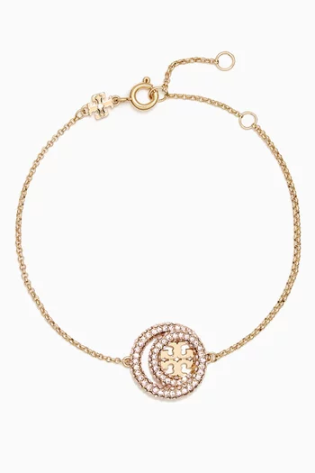 Miller Pavé Double Ring Chain Bracelet in Gold-plated Brass