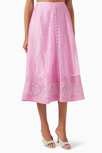 Harlee Midi Skirt in Silk-linen Organza