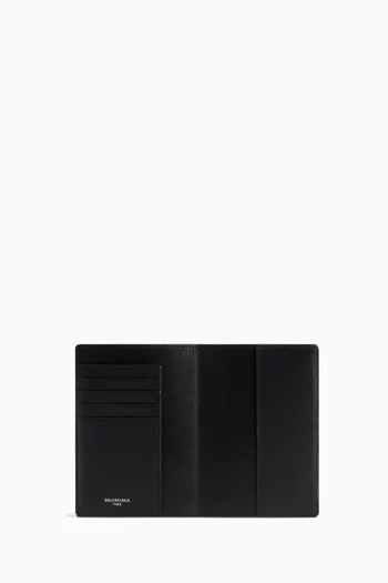 Logo-print Passport Holder in Calfskin