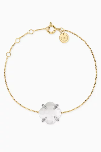 Victoria Clover Mother of Pearl & Diamond Bracelet in 18kt Gold