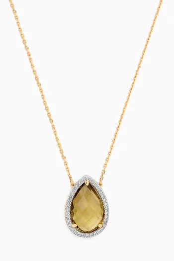 Alma Diamond & Quartz Necklace in 18kt Yellow Gold
