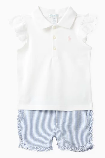 Polo Shirt and Shorts Set in Cotton Blend