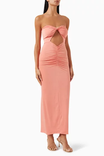 Iris Ruched Maxi Dress in Jersey