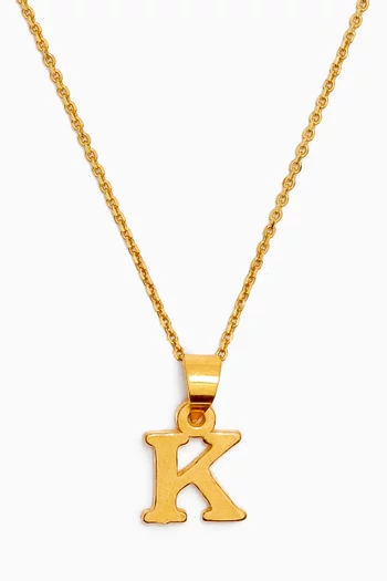 Letter 'K' Initials Pendant Necklace in 18kt Gold-plated Sterling Silver