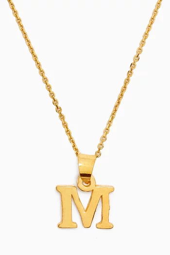 Letter 'M' Initials Pendant Necklace in 18kt Gold-plated Sterling Silver