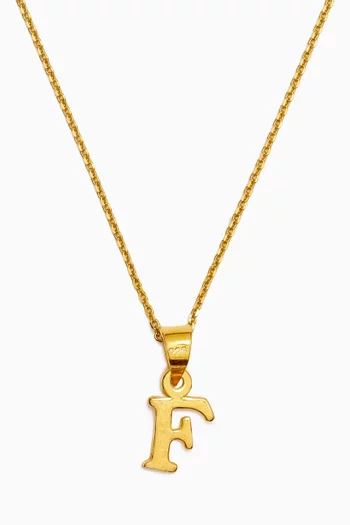 Letter 'F' Initials Pendant Necklace in 18kt Gold-plated Sterling Silver